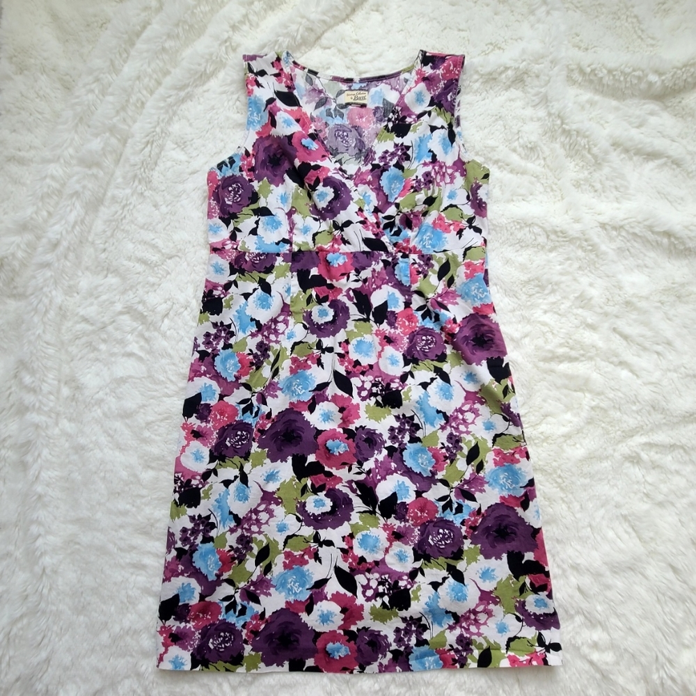 Bass sleeveless dress, multicolor floral print, blue/green/white/purple/pink, lg